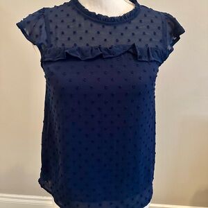 Women's Navy Blue Ruffle Top